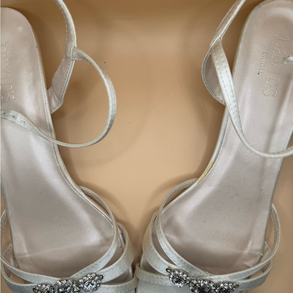 David's Bridal dyed light Ivory Sandals with Rhinestone Detail - Picture 8 of 13